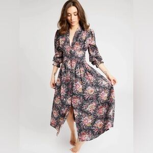 NWT MILLE Resort & Travel Anya Midi Dress Black Floral.     13